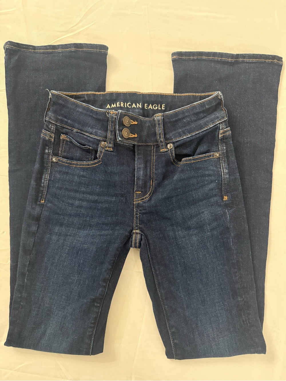American Eagle Outfitters Dark Blue small flare Jeans - Double Button Waist